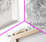 Islamabad City Map, Pakistan Map, Map Art, Modern Art, Wall Art, Canvas Art, Travel Wall Art, Office Wall Print, Gifts For Him, Room Décor