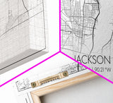Jackson City Map, Mississippi Map, Map Art, Modern Art, Wall Art, Canvas Art, Apartment Wall Décor, Modern Farmhouse Art, Gift For Men