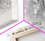 Jaipur City Map, India Map, Map Art, Modern Art, Wall Art, Canvas Art, Apartment Wall Art, Tiny House Gift, Book Shelf Décor, Travel Print