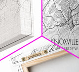 Knoxville City Map, Tennessee Map, Map Art, Modern Art, Wall Art, Canvas Art, Cabin Wall Art, Bon Voyage Gift, Rustic Country Décor, Prints