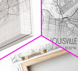 Louisville City Map, Kentucky Map, Map Art, Modern Art, Wall Art, Canvas Art, Aesthetic Room Décor, Wall Art Home Décor, Birthday Gift