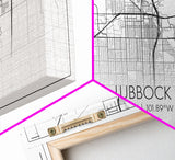 Lubbock City Map, Texas Map, Map Art, Modern Art, Wall Art, Canvas Art, Gift For Women, Living Room Wall Art, Wall Hanging, Texas Wall Art