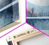 Bolton Lakes Connecticut Framed Canvas Print, Panoramic Lake House Art, Scenic View, Travel Poster, Modern Art, Lake Painting