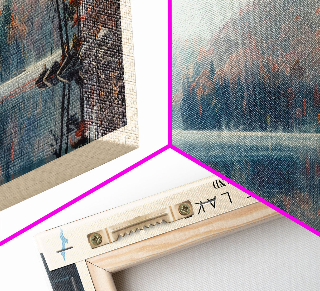 Boone Lake Rhode Island Framed Canvas Print, Panoramic Lake House Decor, Scenic View, Travel Poster, Rustic Art, Lake Painting