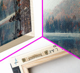 Boone Lake Rhode Island Framed Canvas Print, Panoramic Lake House Decor, Scenic View, Travel Poster, Rustic Art, Lake Painting