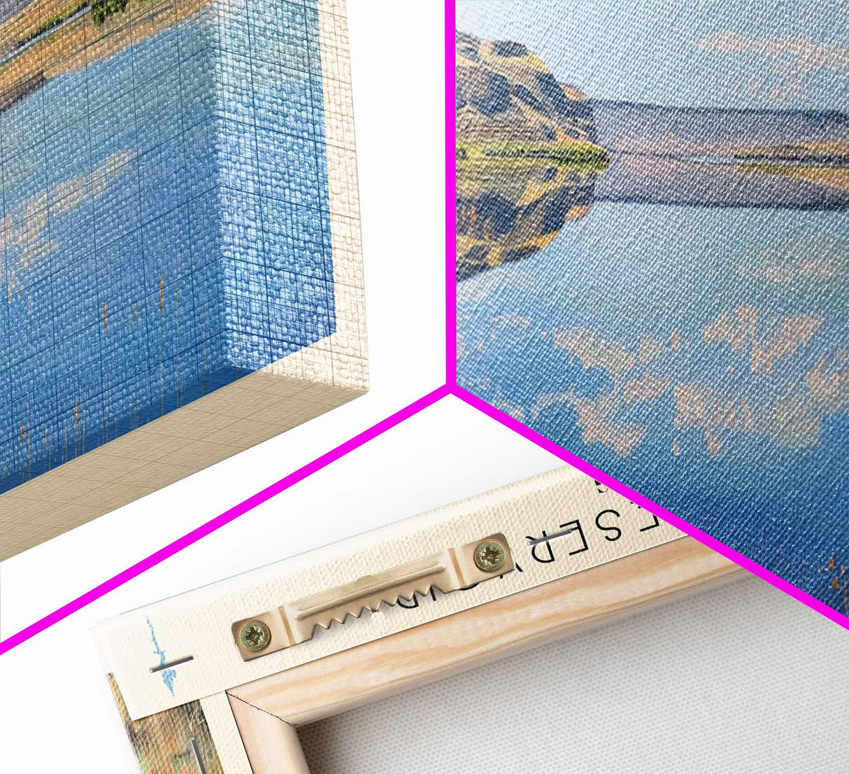 Boysen Reservoir Wyoming Framed Canvas Print, Lake House Art, Panoramic Wall Art, Travel Poster, Minimalist Lake Painting, Home Decor