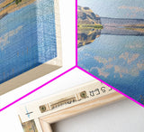 Boysen Reservoir Wyoming Framed Canvas Print, Lake House Art, Panoramic Wall Art, Travel Poster, Minimalist Lake Painting, Home Decor