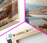 Bradley Lake Wyoming Framed Canvas Print, Panoramic Lake House Decor, Wall Art, Travel Poster, Rustic Lake Painting, Nature Art