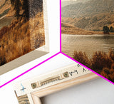 Brantley Lake New Mexico Framed Canvas Print, Lake House Art, Panoramic Wall Art, Travel Poster, Modern Lake Painting, Nature Art