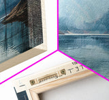 Burnsville Lake West Virginia Framed Canvas Print, Panoramic Lake House Decor, Wall Art, Travel Poster, Modern Lake Painting, Nature Art