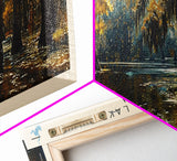 Caddo Lake Louisiana Framed Canvas Print, Lake House Decor, Panoramic Wall Art, Travel Poster, Rustic Lake Painting, Nature Art