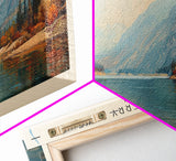 Canyon Ferry Lake Montana Framed Canvas Print, Lake House Art, Panoramic Wall Art, Travel Poster, Rustic Lake Painting, Nature Art