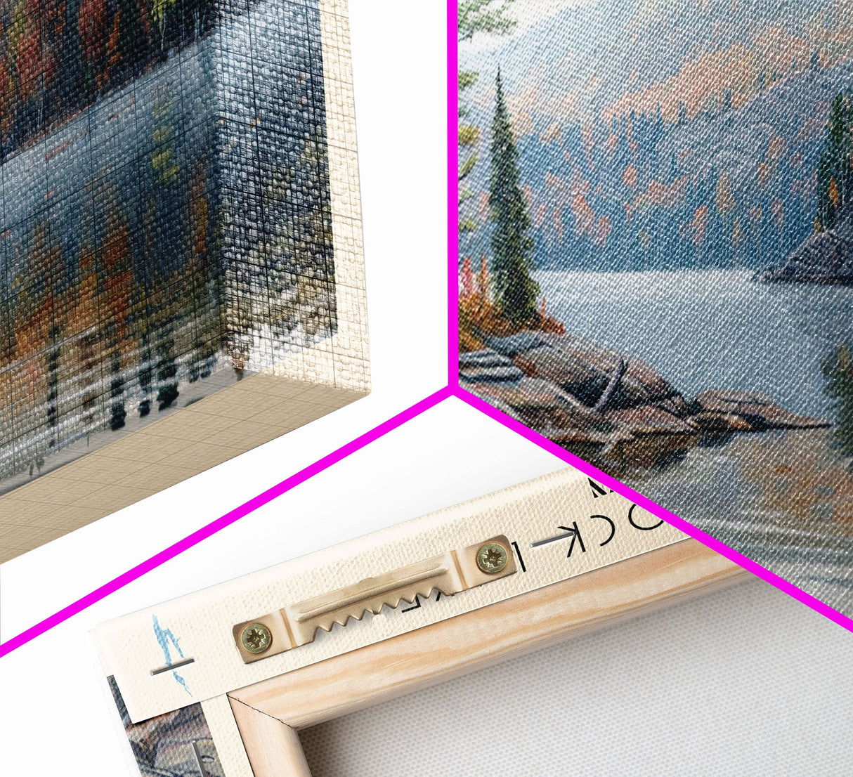 Castle Rock Lake Wisconsin Framed Canvas Print, Lake House Art, Panoramic Wall Art, Travel Poster, Modern Lake Painting, Home Decor