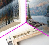 Castle Rock Lake Wisconsin Framed Canvas Print, Lake House Art, Panoramic Wall Art, Travel Poster, Modern Lake Painting, Home Decor