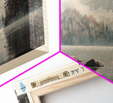 Cedar Lake Framed Canvas Print, Panoramic Lake House Decor, Wide Wall Art, Travel Poster, Rustic Lake Painting, Nature Art