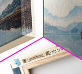 Chila Lagoon Framed Canvas Print, Panoramic Lake House Decor, Wide Wall Art, Travel Poster, Rustic Lake Painting, Home Decor