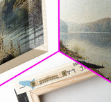 Christine Lake New Hampshire Framed Canvas Print, Lake House Art, Panoramic Wide Art, Travel Poster, Rustic Lake Painting, Home Decor