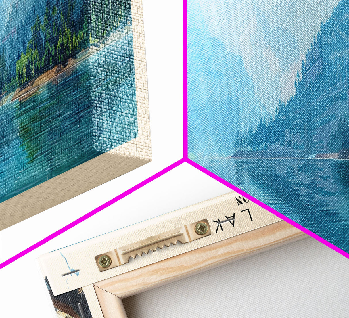 Diablo Lake Washington Framed Canvas Print, Lake House Art, Panoramic Wall Art, Travel Poster, Minimalist Lake Painting, Home Decor