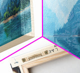 Diablo Lake Washington Framed Canvas Print, Lake House Art, Panoramic Wall Art, Travel Poster, Minimalist Lake Painting, Home Decor