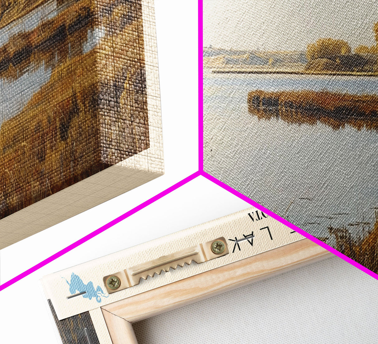 Homme Lake North Dakota Framed Canvas Print, Lake House Decor, Panoramic Wall Art, Travel Poster, Beautiful Lake Painting, Nature Art