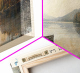 Kistigan Lake Framed Canvas Print, Lake House Decor, Panoramic Wall Art, Travel Poster, Beautiful Lake Painting, Nature Art