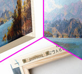 Lake Berryessa California Framed Canvas Print, Panoramic Lake House Decor, Wall Art, Travel Poster, Serene Lake Painting, Home Decor