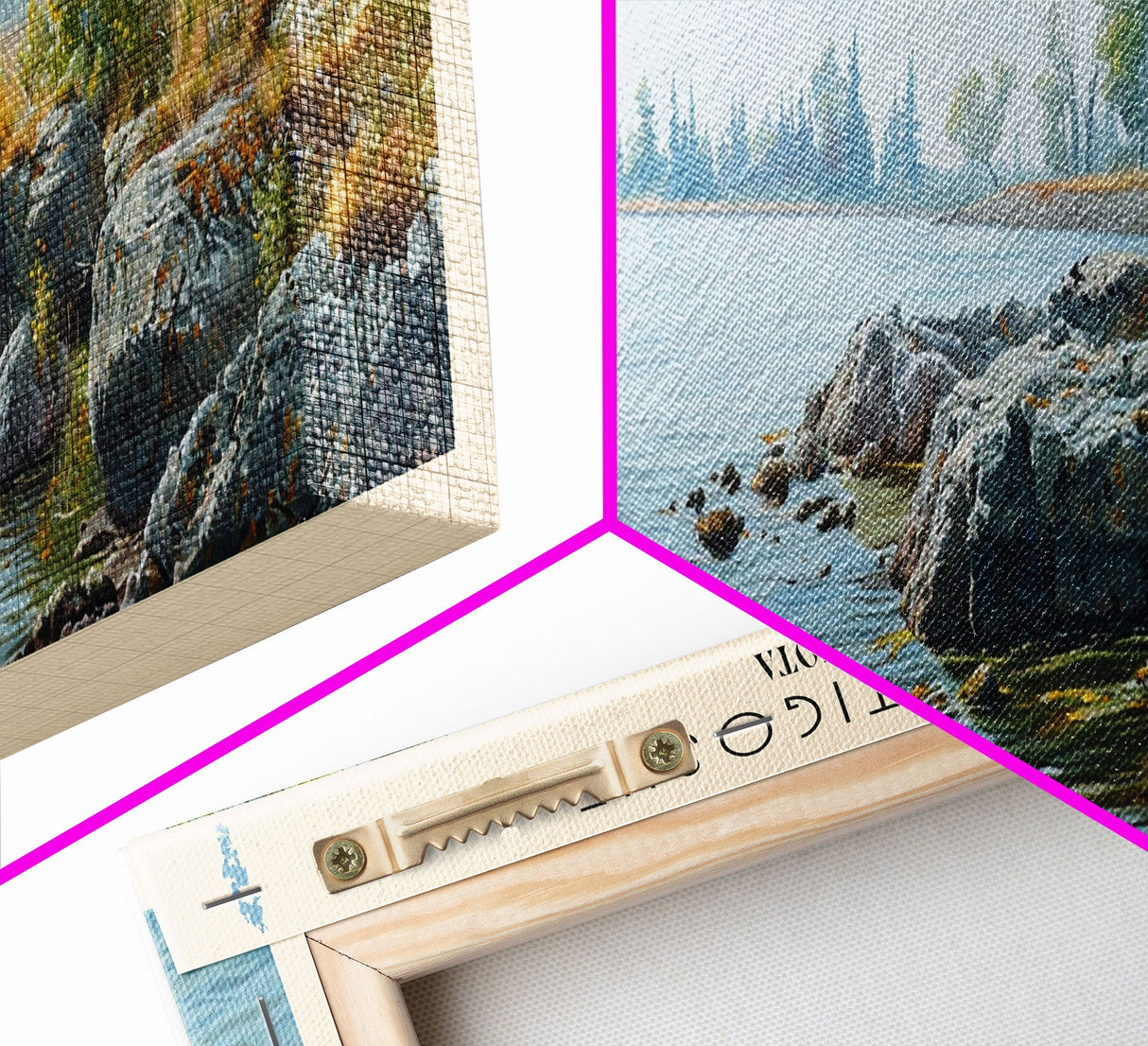 Lake Metigoshe North Dakota Framed Canvas Print, Lake House Decor, Panoramic Wall Art, Travel Poster, Serene Landscape Painting, Living Room Decor