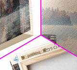 Lake Minocqua Wisconsin Framed Canvas Print, Lake House Decor, Panoramic Wall Art, Travel Poster, Scenic Landscape Painting, Living Room Decor