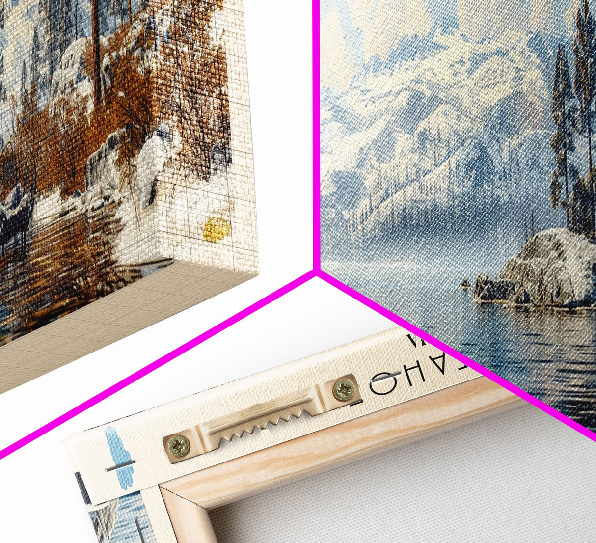 Lake Tahoe Framed Canvas Print, Lake House Decor, Panoramic Wall Art, Travel Poster, Stunning Landscape Painting, Contemporary Art