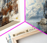 Lake Tahoe Framed Canvas Print, Lake House Decor, Panoramic Wall Art, Travel Poster, Stunning Landscape Painting, Contemporary Art