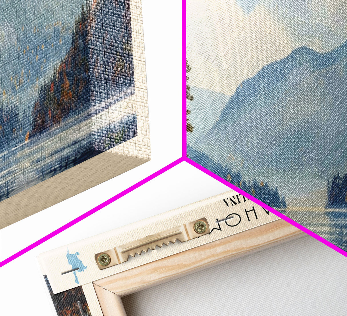 Lake Tahoma North Carolina Framed Canvas Print, Lake House Decor, Panoramic Wall Art, Travel Poster, Serene Landscape Painting, Rustic Art