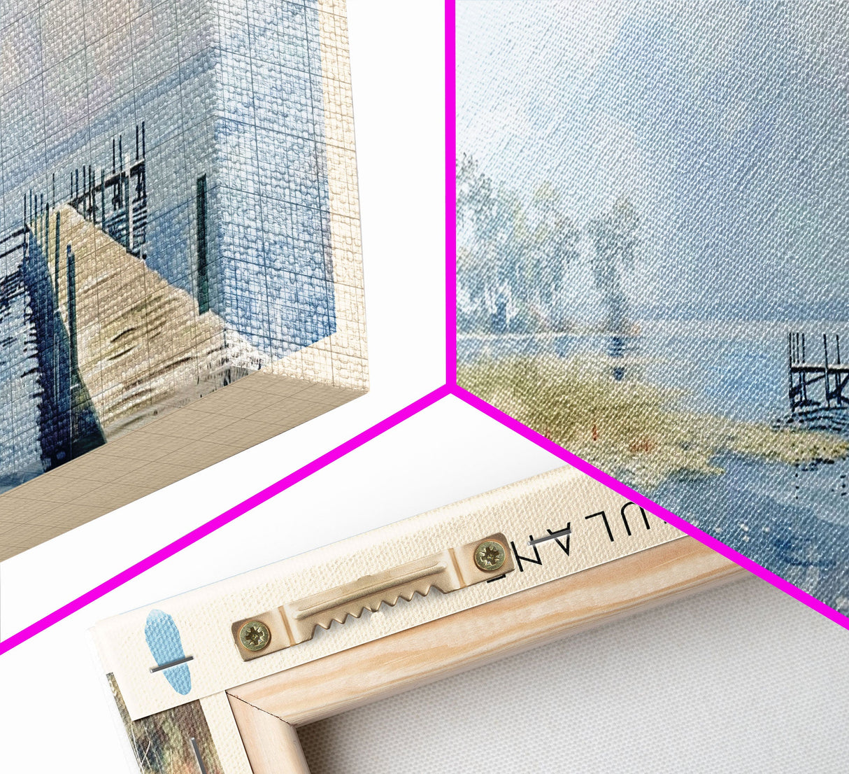 Lake Tulane Florida Framed Canvas Print, Lake House Decor, Panoramic Wall Art, Travel Poster, Landscape Painting, Bedroom Decor