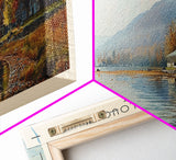 Lake Willoughby Vermont Framed Canvas Print, Lake House Decor, Panoramic Wall Art, Travel Poster, Scenic Landscape Painting, Living Room Decor