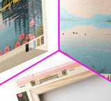 Big Chapman Lake Indiana Framed Canvas Print, Panoramic Travel Poster, Midcentury Modern Wall Art, Pop Art, Nature Lake House Art, Bedroom Decor