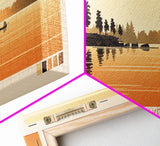 Big Spirit Lake Iowa Framed Canvas Print, Panoramic Wall Art, Midcentury Modern, Pop Art, Travel Poster, Scenic Lake House Art, Bedroom Decor