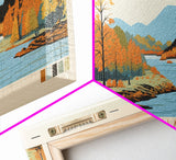 Blairs Valley Lake Maryland Framed Canvas Print, Panoramic Travel Poster, Midcentury Modern Wall Art, Pop Art, Nature Bedroom Art, Scenic Lake House Decor