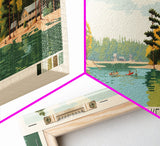 Carters Lake Georgia Framed Canvas Print, Pop Art Panoramic Travel Poster, Midcentury Modern, Wall Art, Scenic Nature Painting, Bedroom Decor, Living Room Art