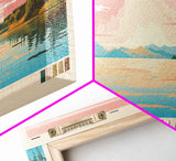 Clear Springs Lake Mississippi Framed Canvas Print, Pop Art Panoramic Travel Poster, Midcentury Modern, Wall Art, Scenic Nature Painting, Bedroom Decor, Living Room Art