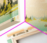 Clearwater Lake Manitoba Framed Canvas Print, Midcentury Modern Panoramic Wall Art, Living Room Decor, Pop Art, Travel Poster Art, Scenic Nature Painting, Lake House Decor