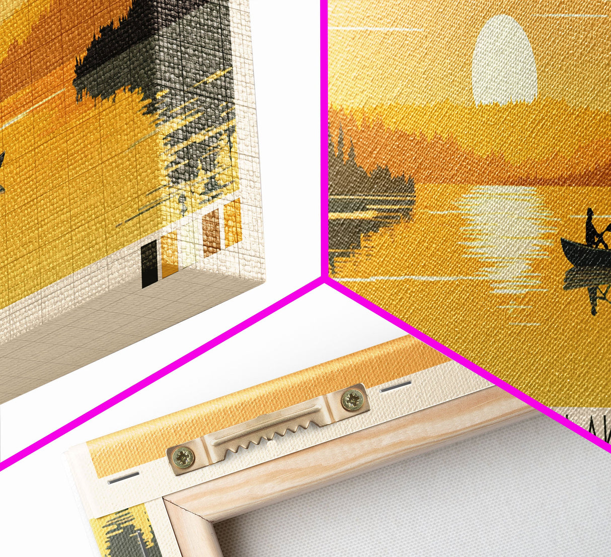 Clearwater Lake Missouri Framed Canvas Print, Pop Art Panoramic Travel Poster, Midcentury Modern, Wall Art, Scenic Nature Painting, Bedroom Decor, Living Room Art