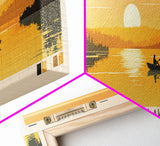 Clearwater Lake Missouri Framed Canvas Print, Pop Art Panoramic Travel Poster, Midcentury Modern, Wall Art, Scenic Nature Painting, Bedroom Decor, Living Room Art