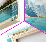 Convict Lake California Framed Canvas Print, Midcentury Modern Panoramic Wall Art, Living Room Decor, Pop Art, Travel Poster Art, Nature Art, Lake House Decor