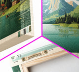 Emerald Lake Colorado Framed Canvas Print, Panoramic Art, Midcentury Modern, Pop Art, Living Room Wall Art, Travel Poster, Lake Art