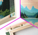 Goose Lake California Oregon Framed Canvas Print, Panoramic Wall Art, Midcentury Modern, Pop Art, Living Room Decor, Travel Poster, Lake View, Nature Art