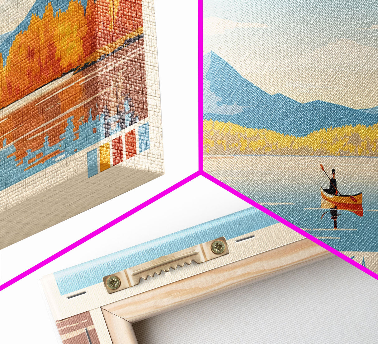 Great Sacandaga Lake New York Framed Canvas Print, Panoramic Art, Midcentury Modern, Pop Art, Bedroom Decor, Travel Poster, Lake House Art, Home Decor