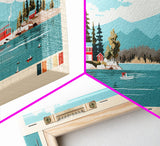 Gull Lake California Framed Canvas Print, Panoramic Art, Midcentury Modern, Pop Art, Bedroom Decor, Travel Poster, Lake View, Artistic Decor