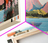 Halulu Lake Hawaii Framed Canvas Print, Panoramic Art, Midcentury Modern, Pop Art, Bedroom Decor, Travel Poster, Artistic Decor, Home Decor