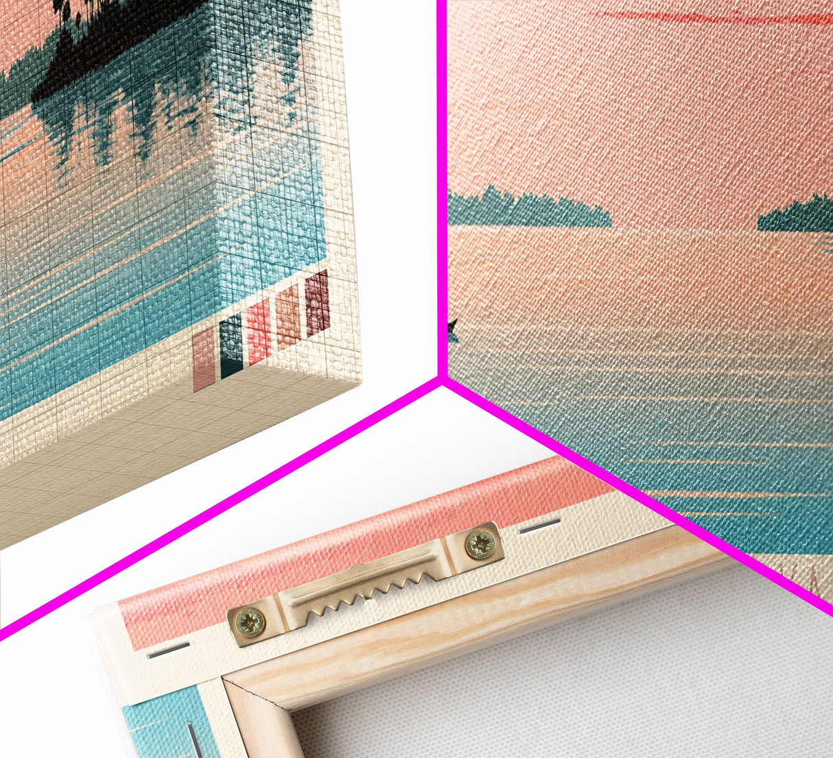 Lake Apopka Florida Framed Canvas Print, Panoramic Art, Midcentury Modern, Pop Art, Living Room Wall Art, Travel Poster, Lake House Decor