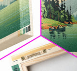 Lake Aubry Northwest Territories Framed Canvas Print, Panoramic Art, Midcentury Modern, Pop Art, Living Room Wall Art, Travel Poster, Lake House Decor