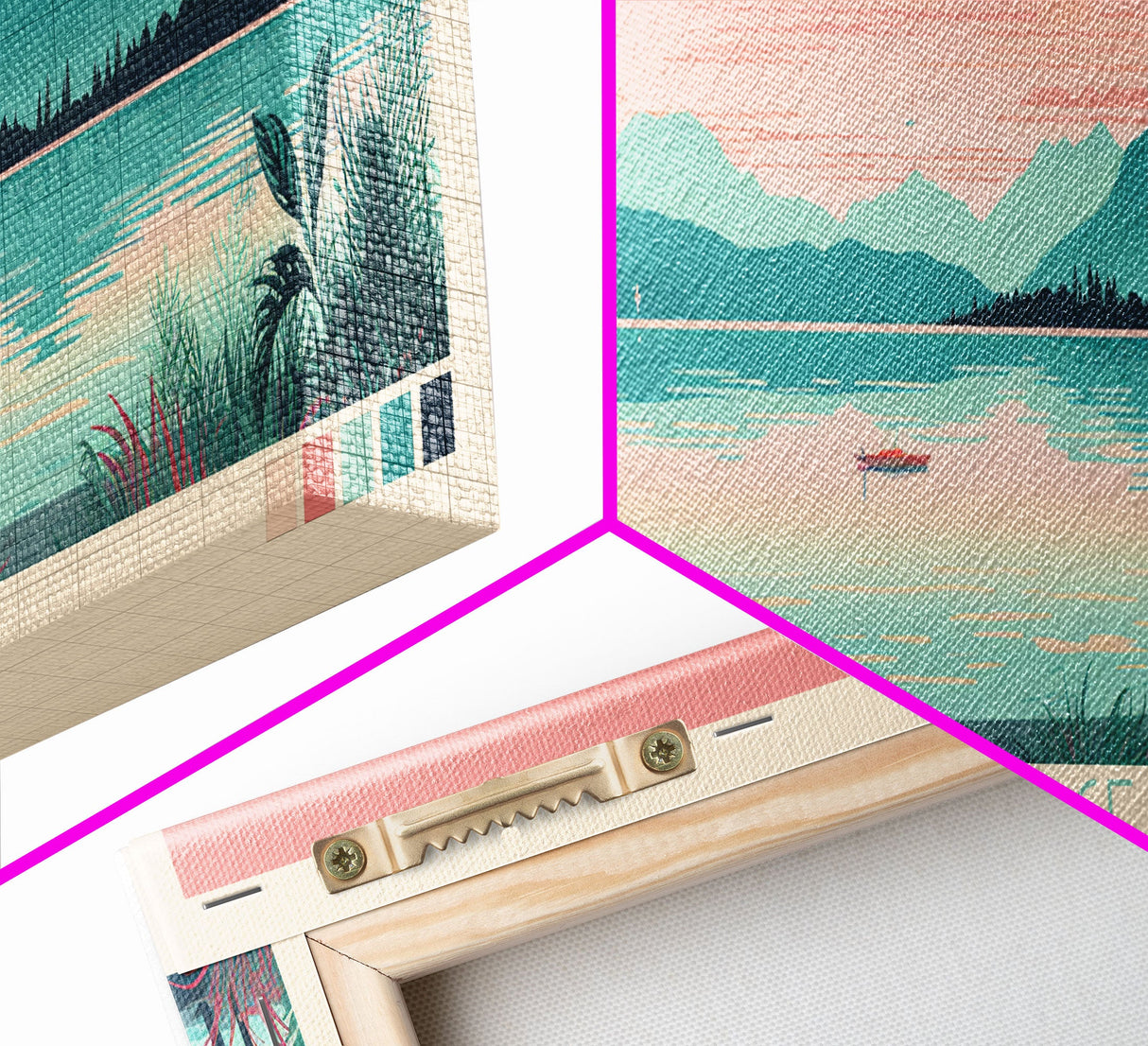 Lake George Florida Framed Canvas Print, Panoramic Wall Art, Midcentury Modern, Pop Art, Bedroom Decor, Travel Poster, Living Room Art